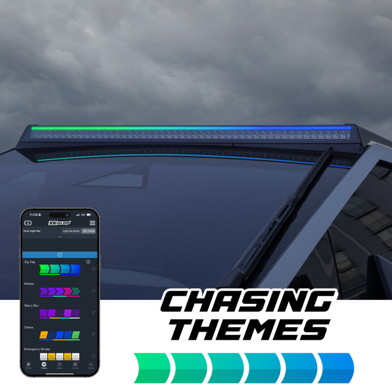 XKGLOW XK Glow Tesla Cybertruck XKmax 50in Roof LED Off-Road Light Bar w/ RGBW Chasing DRL & App Control