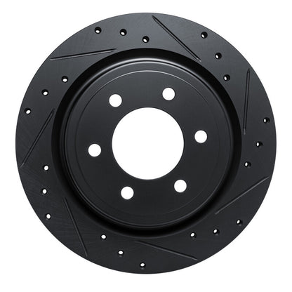 R1 Concepts R1 2021-2025 Ford F-150 RWD Rear Right Drilled & Slotted Black Brake Rotor