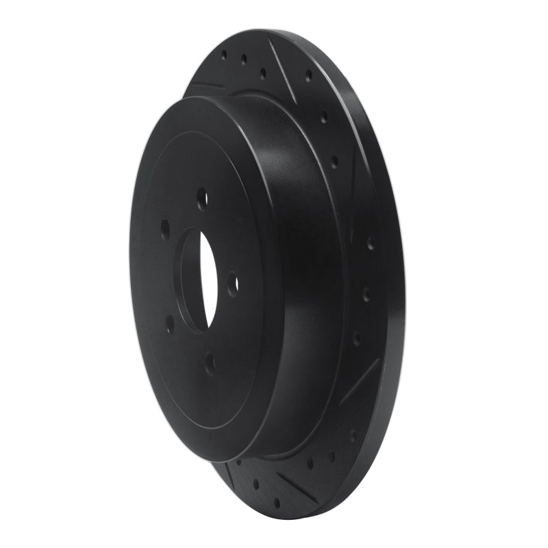 R1 Concepts R1 03-11 Lincoln Town Car Rear Right Drilled & Slotted Black Brake Rotor