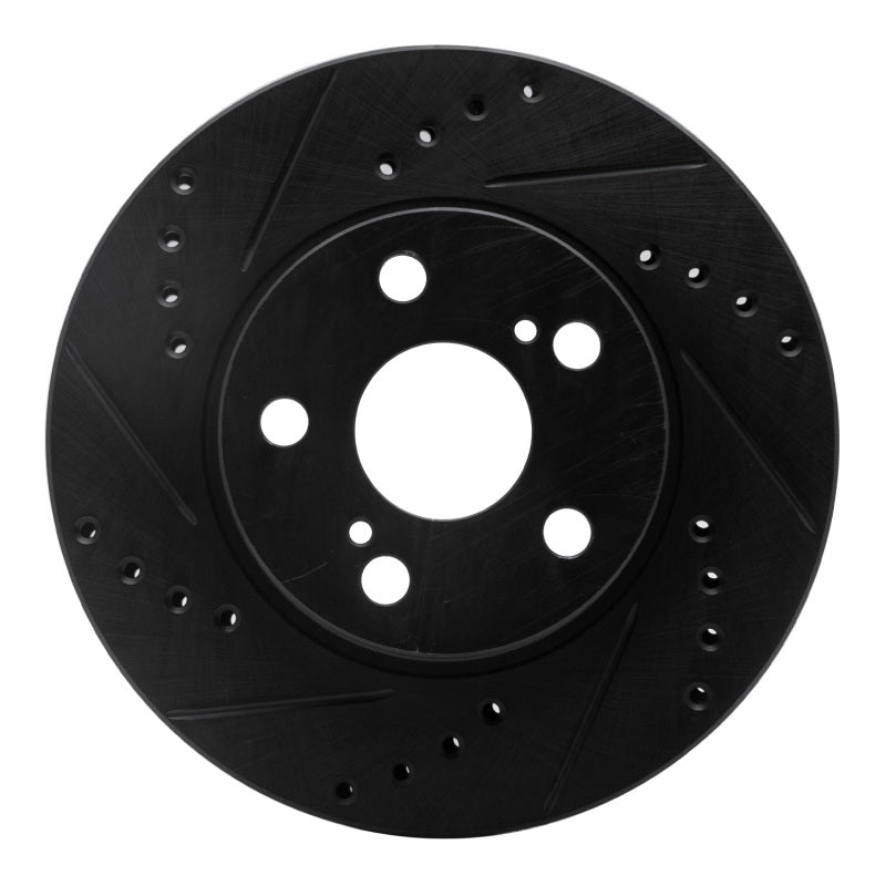 R1 Concepts R1 04-09 Toyota Prius Front Left Drilled & Slotted Black Brake Rotor