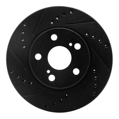 R1 Concepts R1 04-09 Toyota Prius Front Left Drilled & Slotted Black Brake Rotor