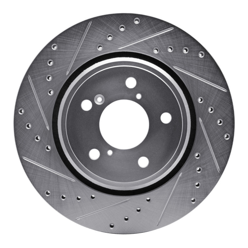R1 Concepts R1 15-25 Acura MDX Front Left Drilled & Slotted Silver Brake Rotor