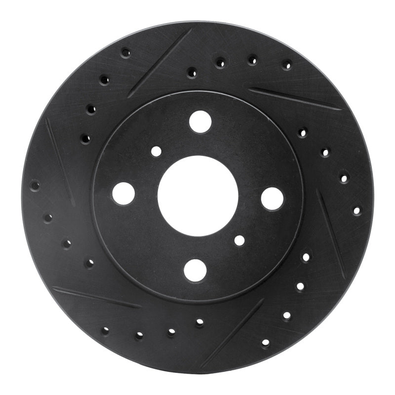 R1 Concepts R1 86-89 Toyota Celica Front Left Drilled & Slotted Black Brake Rotor