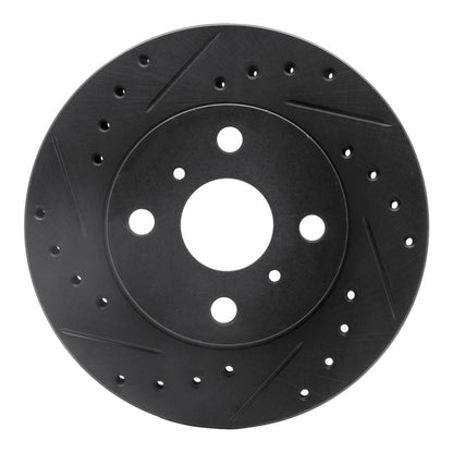 R1 Concepts R1 86-89 Toyota Celica Front Left Drilled & Slotted Black Brake Rotor