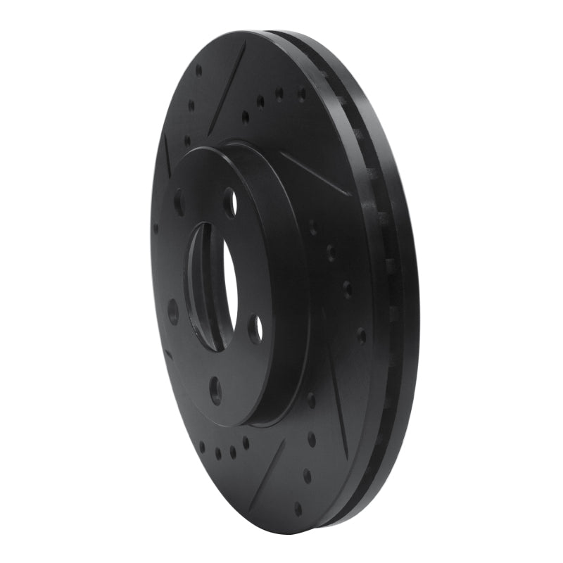 R1 Concepts R1 94-04 Ford Mustang Front Left Drilled & Slotted Black Brake Rotor