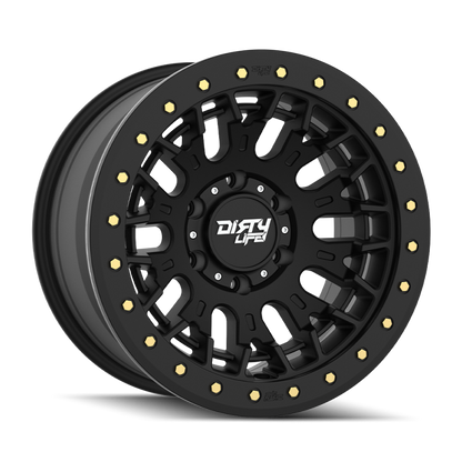 Dirty Life DT-3 17X9 6x139.7 -12 Offset - Satin Black w/ Simulated Beadlock