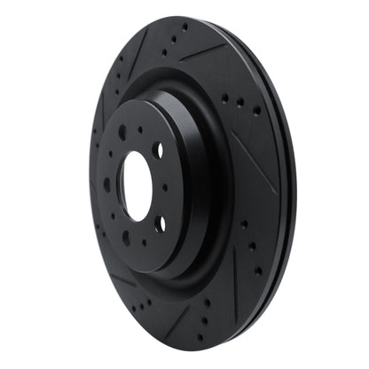 R1 Concepts R1 2017-2025 Tesla Model 3 Rear Left Drilled & Slotted Black Brake Rotor