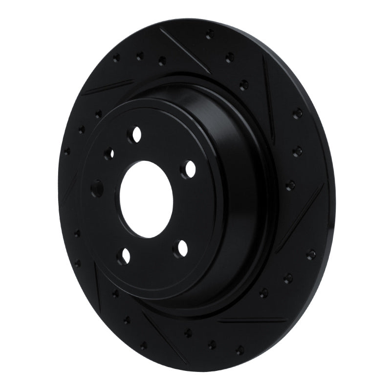 R1 Concepts R1 13-20 Ford Fusion Rear Right Drilled & Slotted Black Brake Rotor