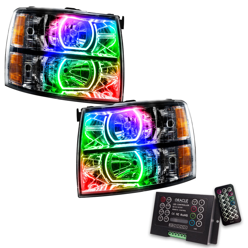 ORACLE Lighting Oracle 07-13 Chevy Silverado SMD HL - Blk - Square Style - ColorSHIFT w/ 2.0 Controller