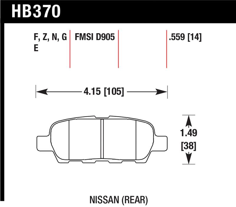 Hawk Performance Hawk 03-07 350z / G35 / G35X w/o Brembo DTC-60 Race Rear Brake Pads