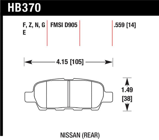 Hawk Performance Hawk 03-07 350z / G35 / G35X w/o Brembo DTC-60 Race Rear Brake Pads