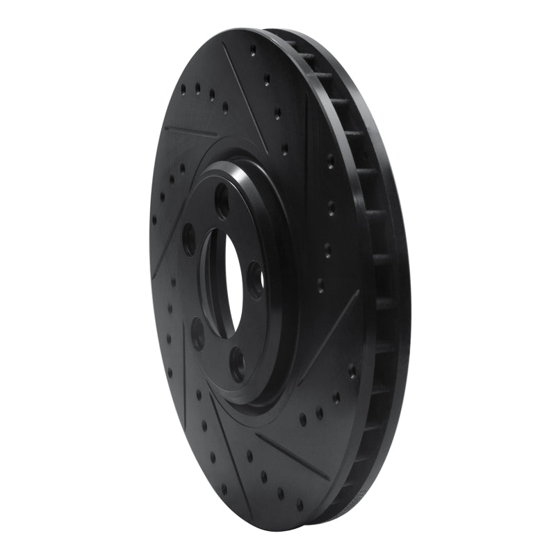 R1 Concepts R1 03-05 Jaguar Vanden Plas Front Right Drilled & Slotted Black Brake Rotor