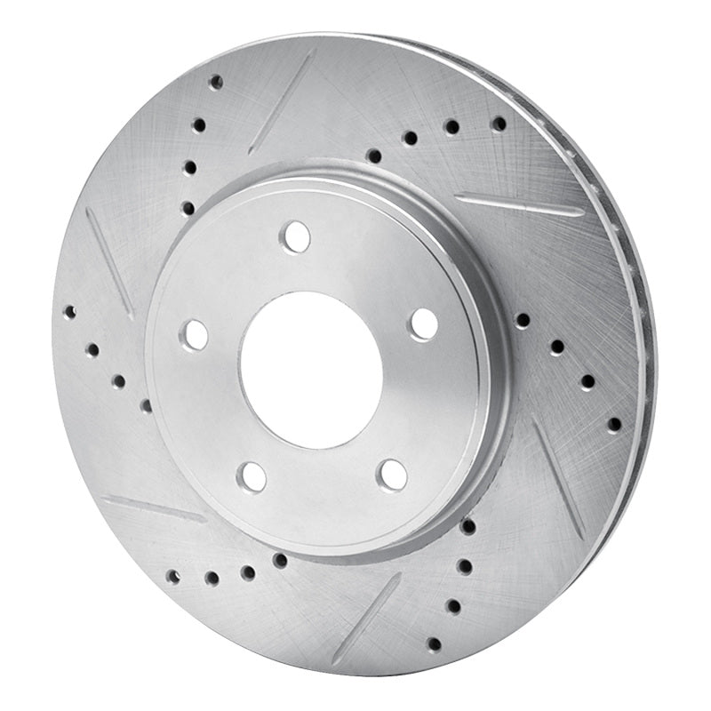 R1 Concepts R1 11-25 Chevrolet City Express Front Left Drilled & Slotted Silver Brake Rotor
