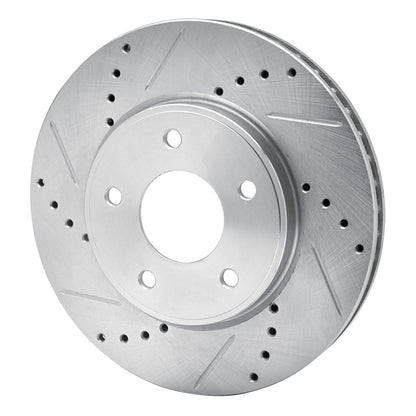 R1 Concepts R1 11-25 Chevrolet City Express Front Left Drilled & Slotted Silver Brake Rotor