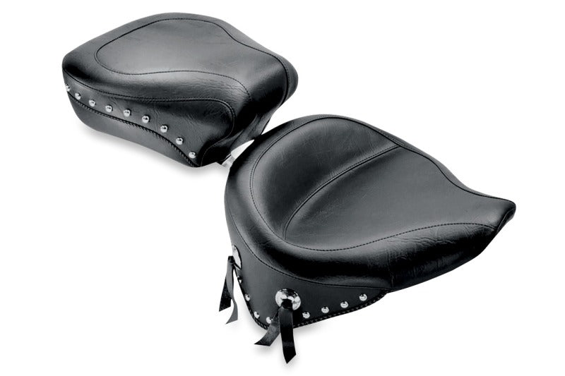 Mustang Motorcycle Mustang 84-06 Harley Standard Rear Tire Wide Touring Passenger Seat w/Studs- Black