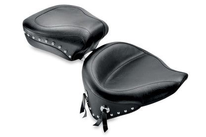 Mustang Motorcycle Mustang 84-06 Harley Standard Rear Tire Wide Touring Passenger Seat w/Studs- Black