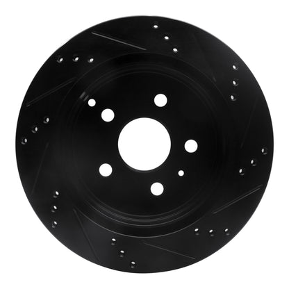R1 Concepts R1 10-17 Chevrolet Equinox Rear Left Drilled & Slotted Black Brake Rotor