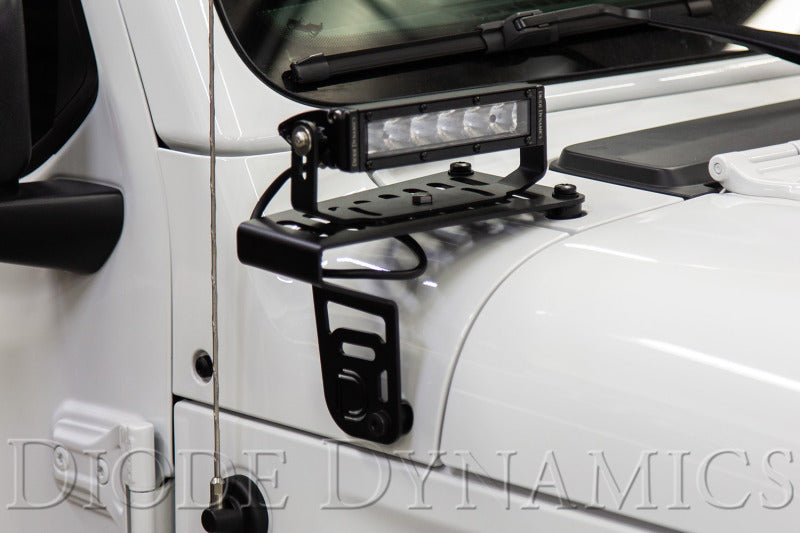Diode Dynamics 18-21 Jeep JL Wrangler/Gladiator SS6 Cowl LED Bracket Kit - Amber Driving