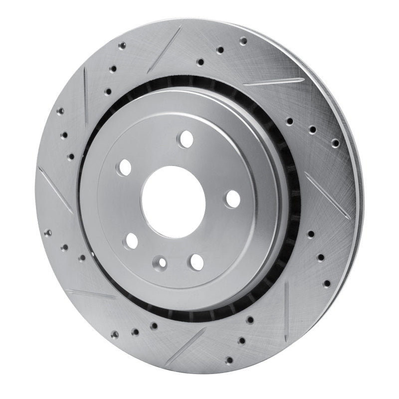 R1 Concepts R1 16-24 Cadillac ATS Rear Left Drilled & Slotted Silver Brake Rotor