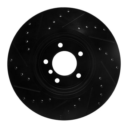 R1 Concepts R1 06-13 BMW 135IS Front Right Drilled & Slotted Black Brake Rotor