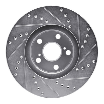R1 Concepts R1 00-10 Pontiac Vibe Front Left Drilled & Slotted Silver Brake Rotor