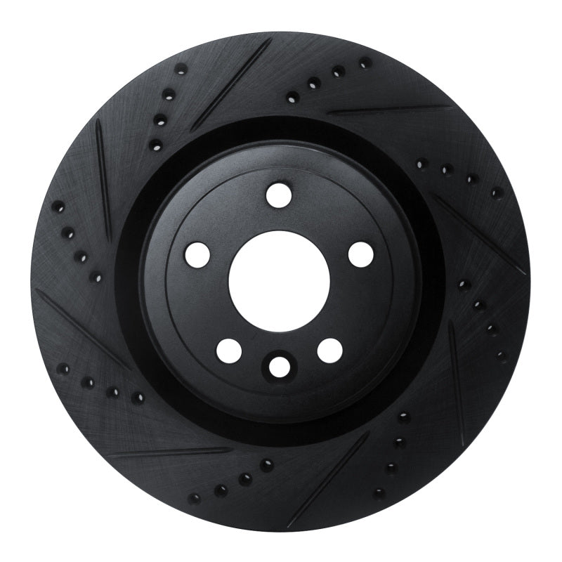 R1 Concepts R1 2017-2020 Jaguar I-Pace Rear Left Drilled & Slotted Black Brake Rotor
