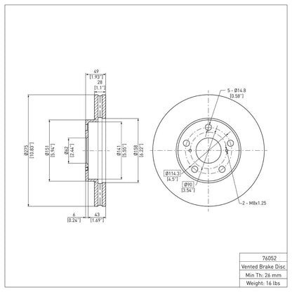DFC 92-06 Lexus ES300 Front Brake Rotor