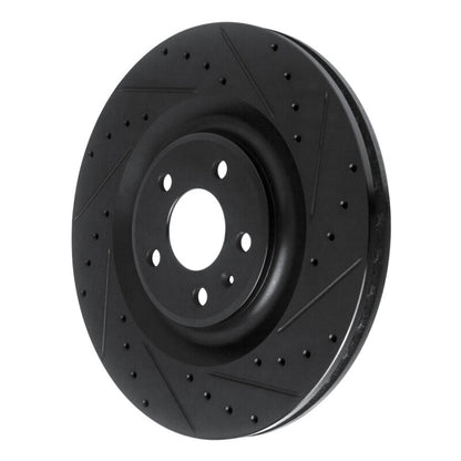R1 Concepts R1 17-25 Audi Q8 e-Tron Rear Right Drilled & Slotted Black Brake Rotor