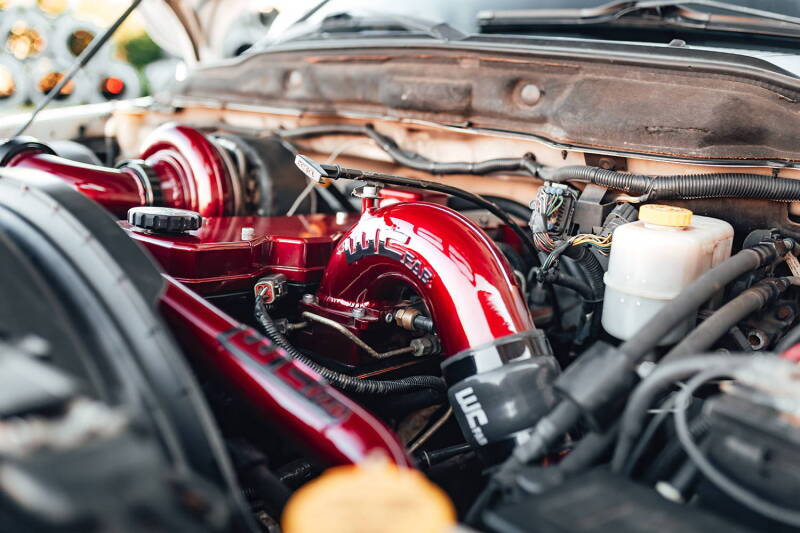 Wehrli 03-07 Dodge 5.9L Cummins 3.5in Intake Horn & Driver Side Intercooler Pipe Kit - WCFab Red