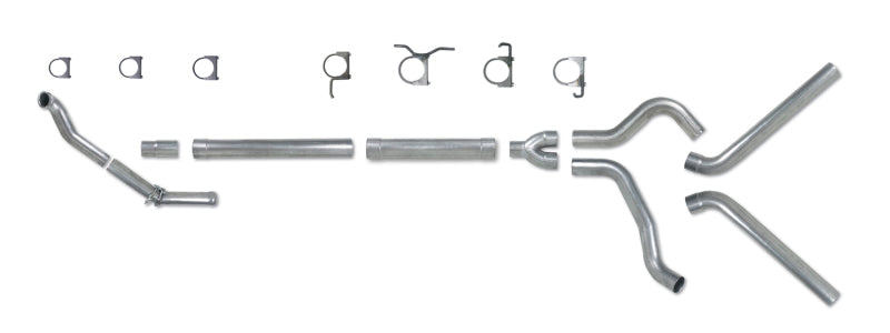 Diamond Eye Performance Diamond Eye KIT 4in Turbo Back MFLR RPLCMENT PIPE DUAL ALUM94-97 5 7 3L F250/F350 PWRSTROKE NFS