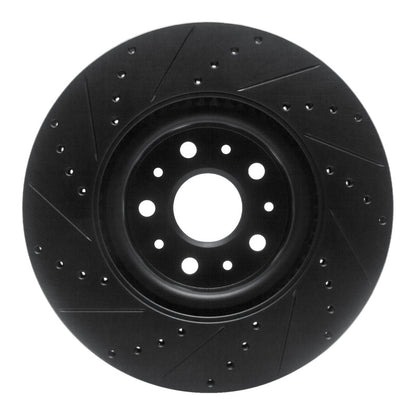 R1 Concepts R1 14-25 Cadillac CT6 Front Right Drilled & Slotted Black Brake Rotor
