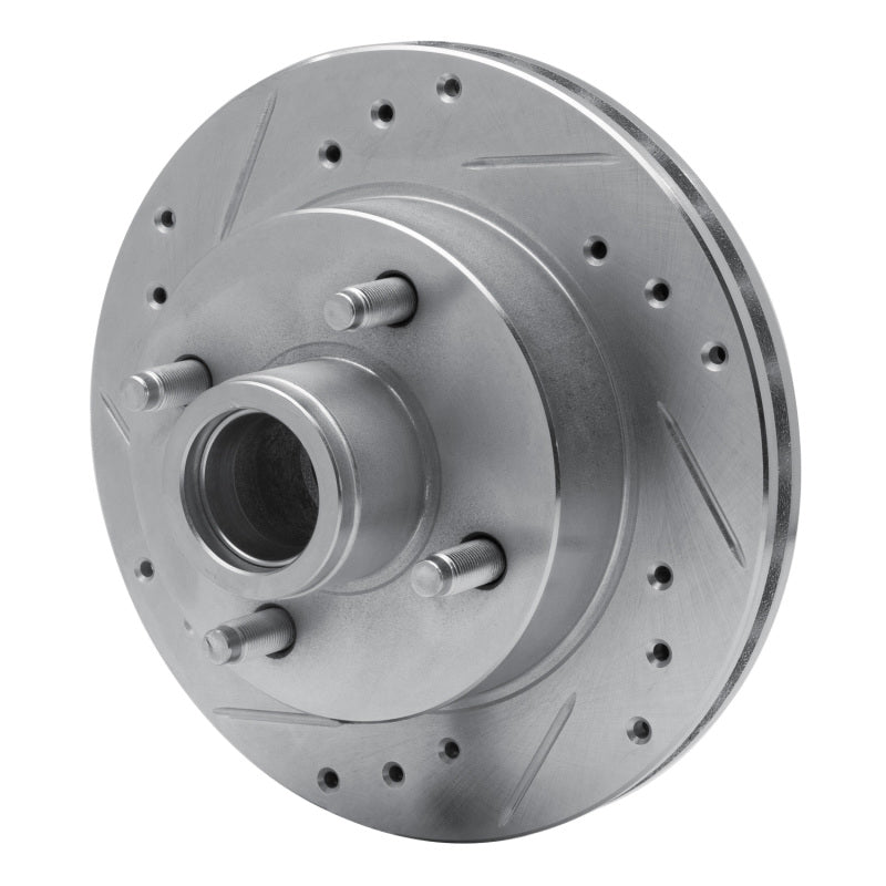 R1 Concepts R1 74-80 Ford Mustang II Front Left Drilled & Slotted Silver Brake Rotor