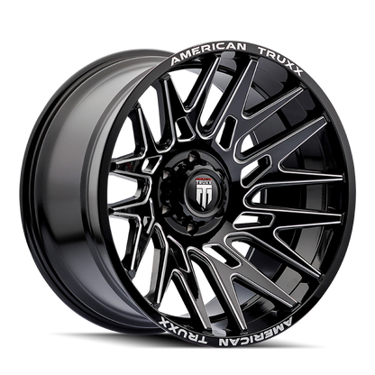 American Truxx AT1919 Evolution 22x12 / 8x180 BP / -44mm Offset / 124.2mm Hub Gloss Blk Mill Wheel
