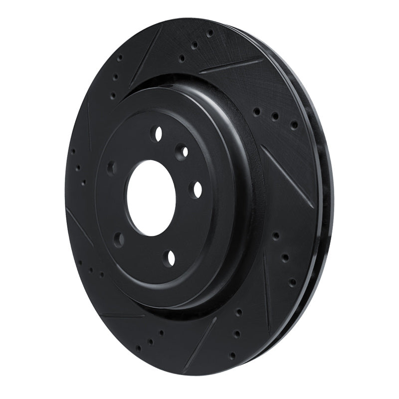 R1 Concepts R1 14-19 Chevrolet Corvette Rear Left Drilled & Slotted Black Brake Rotor