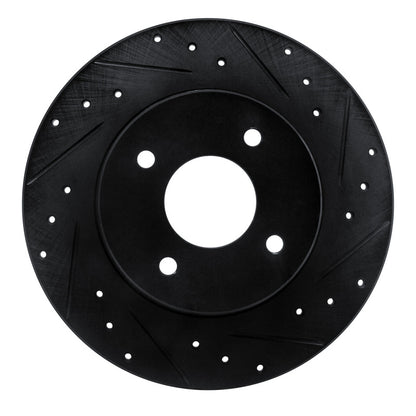 R1 Concepts R1 84-85 Nissan 300ZX Rear Right Drilled & Slotted Black Brake Rotor