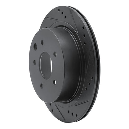 R1 Concepts R1 02-06 Infiniti Q45 Rear Right Drilled & Slotted Black Brake Rotor
