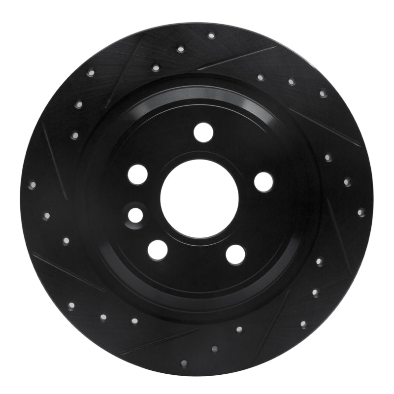 R1 Concepts R1 07-18 Volvo V60 Cross Country Rear Left Drilled & Slotted Black Brake Rotor