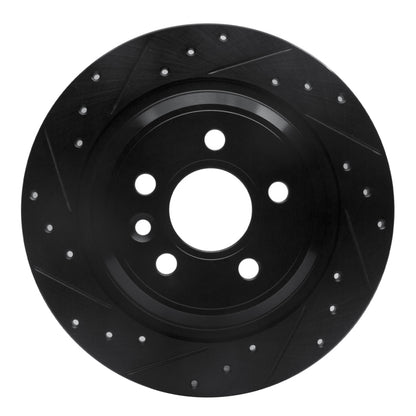 R1 Concepts R1 07-18 Volvo V60 Cross Country Rear Left Drilled & Slotted Black Brake Rotor