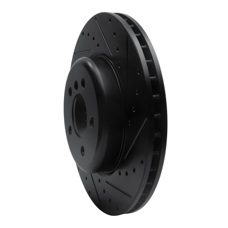 R1 Concepts R1 11-19 BMW ActiveHybrid 5 Front Right Drilled & Slotted Black Brake Rotor