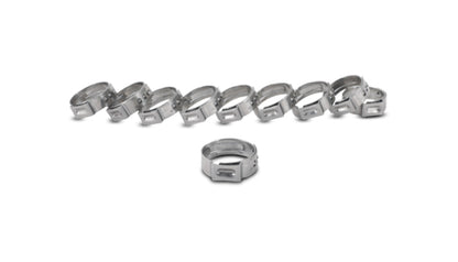 Vibrant One Ear Stepless Pinch Clamps 20.3-23.5mm clamping range (Pack of 10) SS 7mm band width