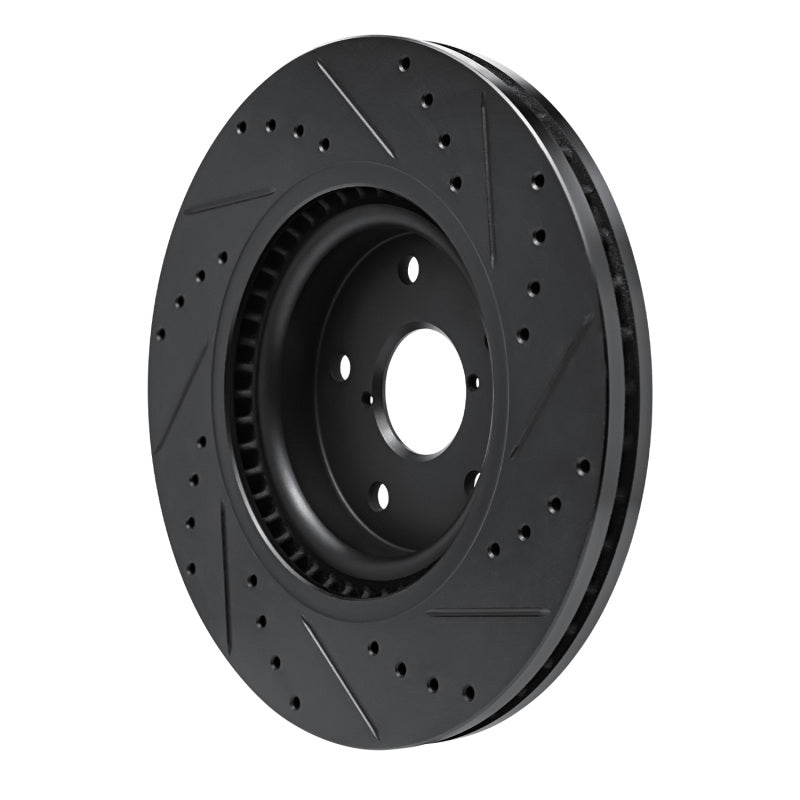 R1 Concepts R1 20-25 Subaru WRX Front Left Drilled & Slotted Black Brake Rotor
