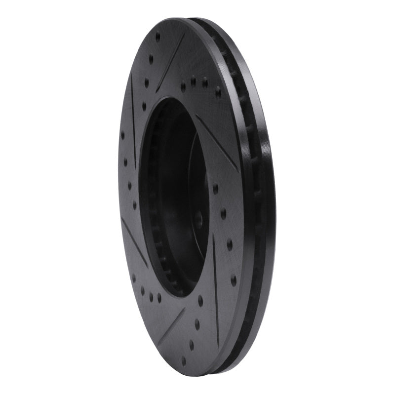 R1 Concepts R1 90-03 Ford Escort Front Right Drilled & Slotted Black Brake Rotor