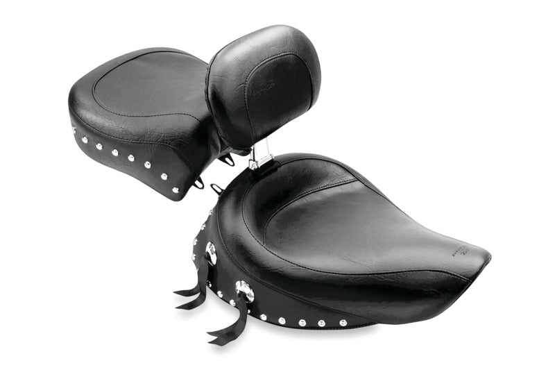 Mustang Motorcycle Mustang 91-05 Harley Dyna Wide Touring Recessed Passenger Seat w/Studs - Black