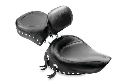 Mustang Motorcycle Mustang 91-05 Harley Dyna Wide Touring Recessed Passenger Seat w/Studs - Black