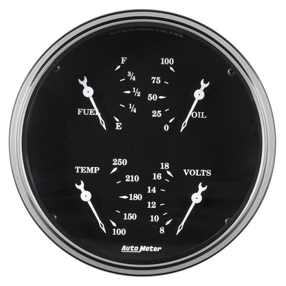 AutoMeter Auto Meter Gauge Quad 5in 0E-90F Elec Old Tyme Black
