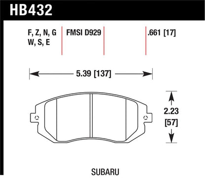 Hawk Performance Hawk 03-05 WRX / 08 WRX D929 Performance Ceramic Street Front Brake Pads