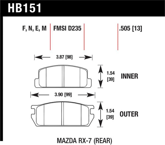 Hawk Performance Hawk 81-85 Mazda RX-7 Blue 9012 Rear Race Brake Pads