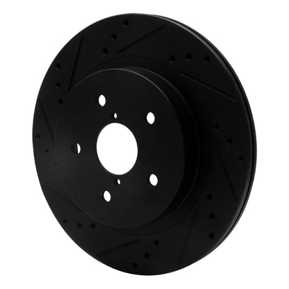 R1 Concepts R1 15-25 Subaru Outback Rear Left Drilled & Slotted Black Brake Rotor