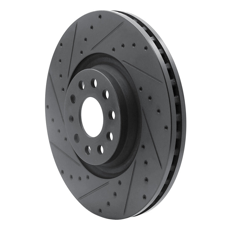 R1 Concepts R1 2022+ Volkswagen GTI Mk 8 Front Left Drilled & Slotted Black Brake Rotor