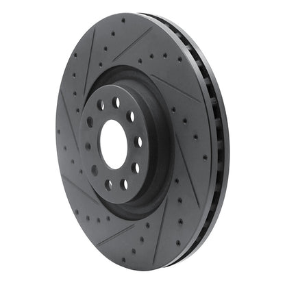 R1 Concepts R1 2022+ Volkswagen GTI Mk 8 Front Left Drilled & Slotted Black Brake Rotor